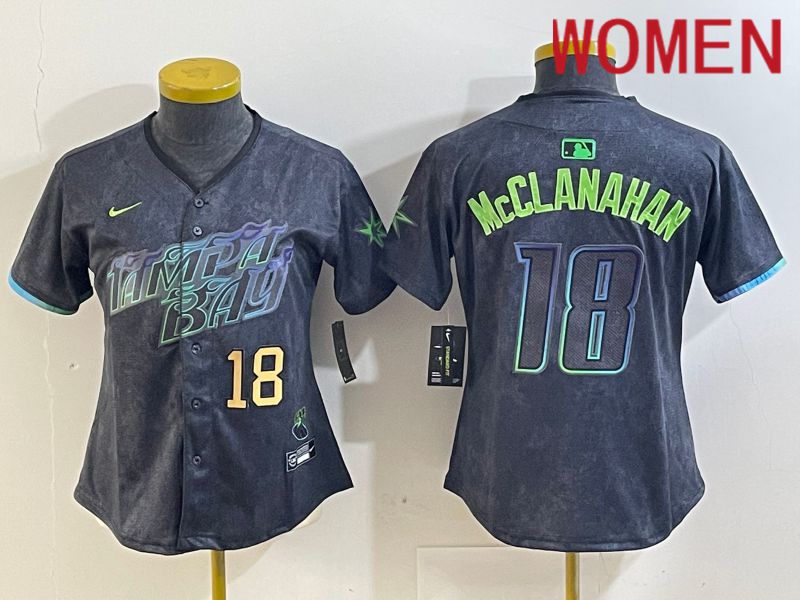 Women Tampa Bay Rays #18 Mcclanahan Black City Edition 2024 Nike MLB Jersey style 3